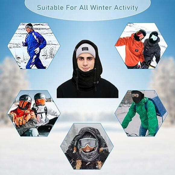 Fleece Balaclava Ski Mask Windproof Face Cover Hooded Scarf Hat Unisex main image 6
